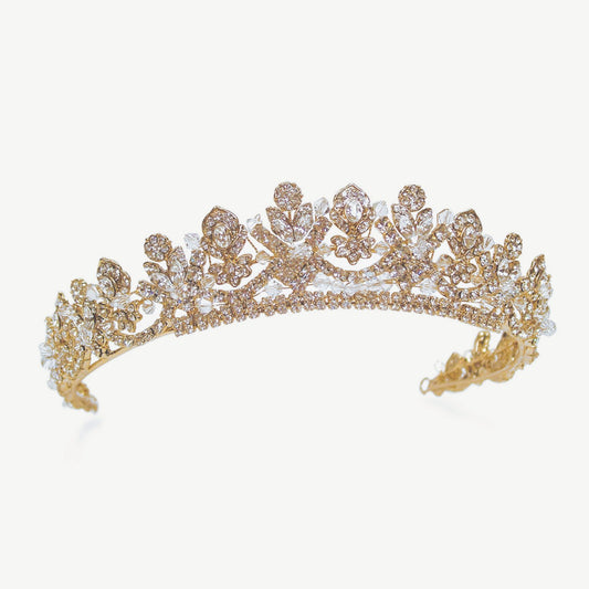 【レンタル】Ivory & Co. アイボリー・アンド・コー Francesca フランチェスカ ブライダルティアラ クリスタル ゴールド 結婚式 アクセサリー (IC-T16-R)【結婚式　アクセサリー　ティアラ　ヘッドドレス　ヘアアクセサリー】