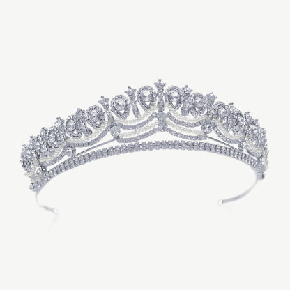 【正規品】Ivory & Co. アイボリー・アンド・コー Queen mary クイーンメアリー ブライダルティアラ クリスタル パール シルバー 結婚式 アクセサリー (IC-T17)【結婚式　アクセサリー　ティアラ　ヘッドドレス　ヘアアクセサリー】