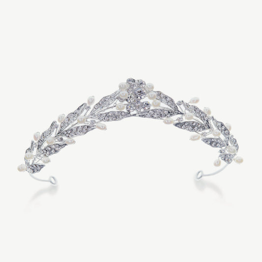 【レンタル】Ivory & Co. アイボリー・アンド・コー Persephone ペルセポネ ブライダルティアラ クリスタル パール シルバー 結婚式 アクセサリー (IC-T18-R)【結婚式　アクセサリー　ティアラ　ヘッドドレス　ヘアアクセサリー】