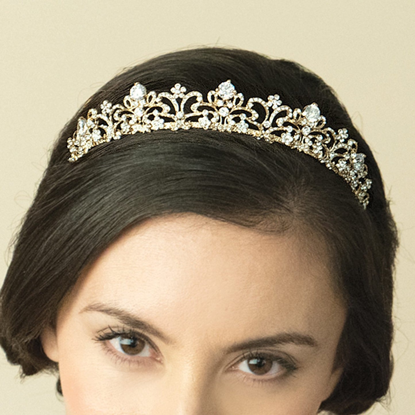 【正規品】Ivory & Co. アイボリー・アンド・コー Marion マリオン ブライダルティアラ クリスタル ゴールド 結婚式 アクセサリー (IC-T20)【結婚式　アクセサリー　ティアラ　ヘッドドレス　ヘアアクセサリー】