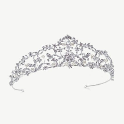 【レンタル】Ivory & Co. アイボリー・アンド・コー Charlotte シャーロット ブライダルティアラ クリスタル パール シルバー 結婚式 アクセサリー (IC-T9-R)【結婚式　アクセサリー　ティアラ　ヘッドドレス　ヘアアクセサリー】