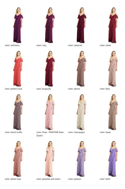 JP1040 jenny Packham ジェニーパッカム ブライズメイド オフショルダー ロングドレス 79色 【結婚式 ブライズメイド アッシャー オーダーメイド】