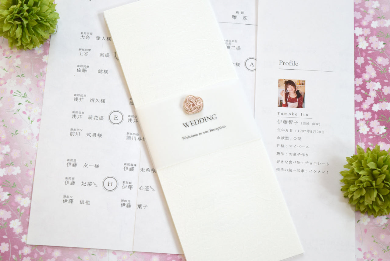 【結婚式 席次表 大人数専用】小春 白 (印刷込み)【結婚式 ペーパー 席次表】