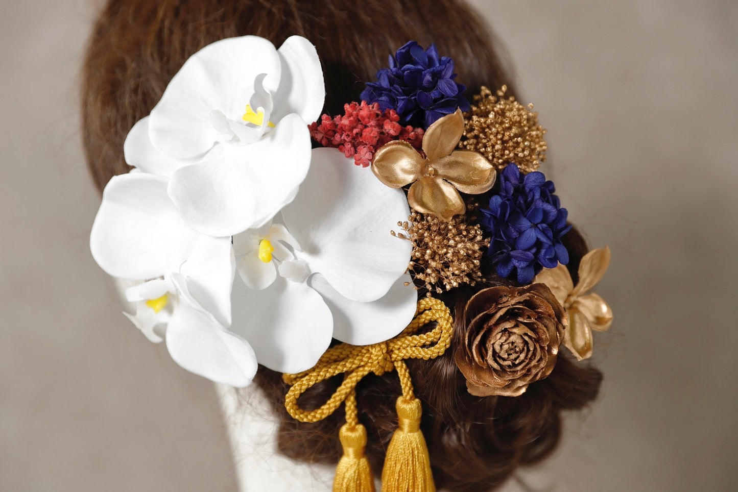 胡蝶蘭髪飾り ブルー/ブライダルアクセサリー 【結婚式 和装 アクセサリー】