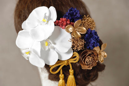 胡蝶蘭髪飾り ブルー/ブライダルアクセサリー 【結婚式 和装 アクセサリー】