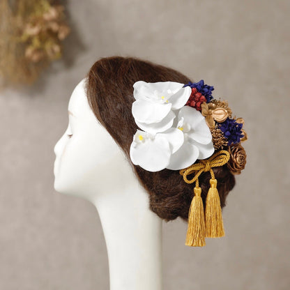 胡蝶蘭髪飾り ブルー/ブライダルアクセサリー 【結婚式 和装 アクセサリー】