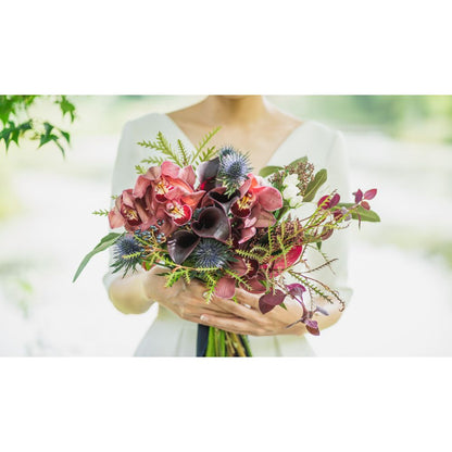 【生花】都内近郊お届け無料 クラッチブーケ ボルドー シンビジューム カラー 【結婚式 フラワー 生花 ブーケ ブートニア】