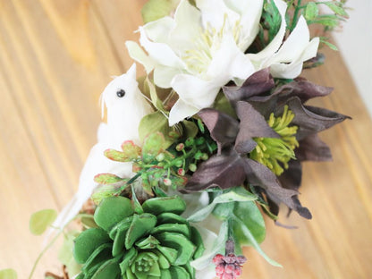 三日月リースのウェルカムボード 【Bird】〜グリーン〜 【結婚式 ウェルカムボード オーダーメイド】