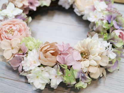 フラワーリースのウェルカムボード【Gerbera】〜ニュアンスカラー〜 【結婚式 ウェルカムボード オーダーメイド】