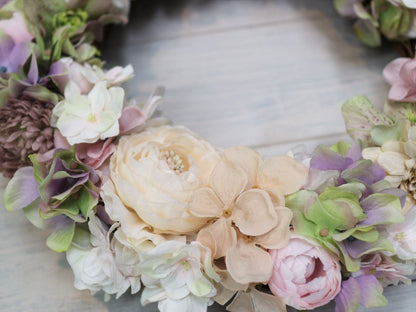 フラワーリースのウェルカムボード【Gerbera】〜ニュアンスカラー〜 【結婚式 ウェルカムボード オーダーメイド】