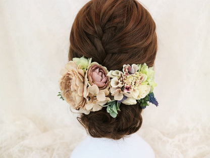 アンティークベージュのヘッドドレス/ブライダルアクセサリー 【結婚式 ヘアアクセサリー】