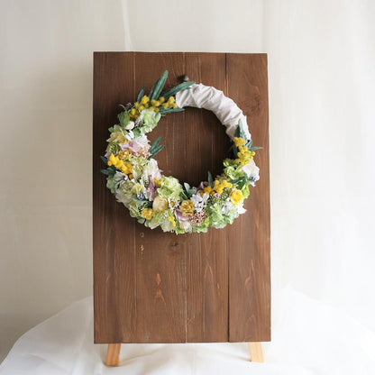 フラワーリースのウェルカムボード【Mimosa】～ブラウン～ 【結婚式 ウェルカムボード】