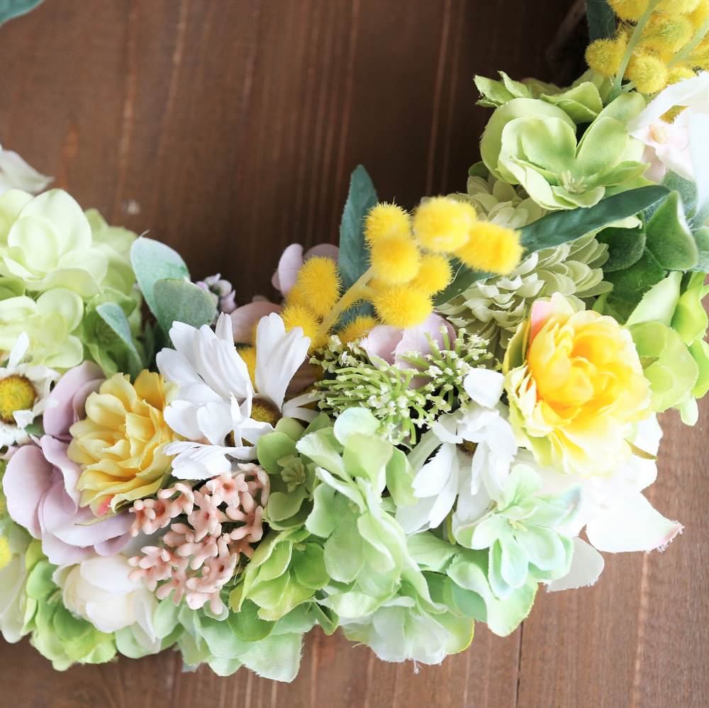 フラワーリースのウェルカムボード【Mimosa】～ブラウン～ 【結婚式 ウェルカムボード】