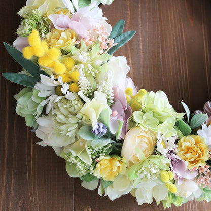 フラワーリースのウェルカムボード【Mimosa】～ブラウン～ 【結婚式 ウェルカムボード】