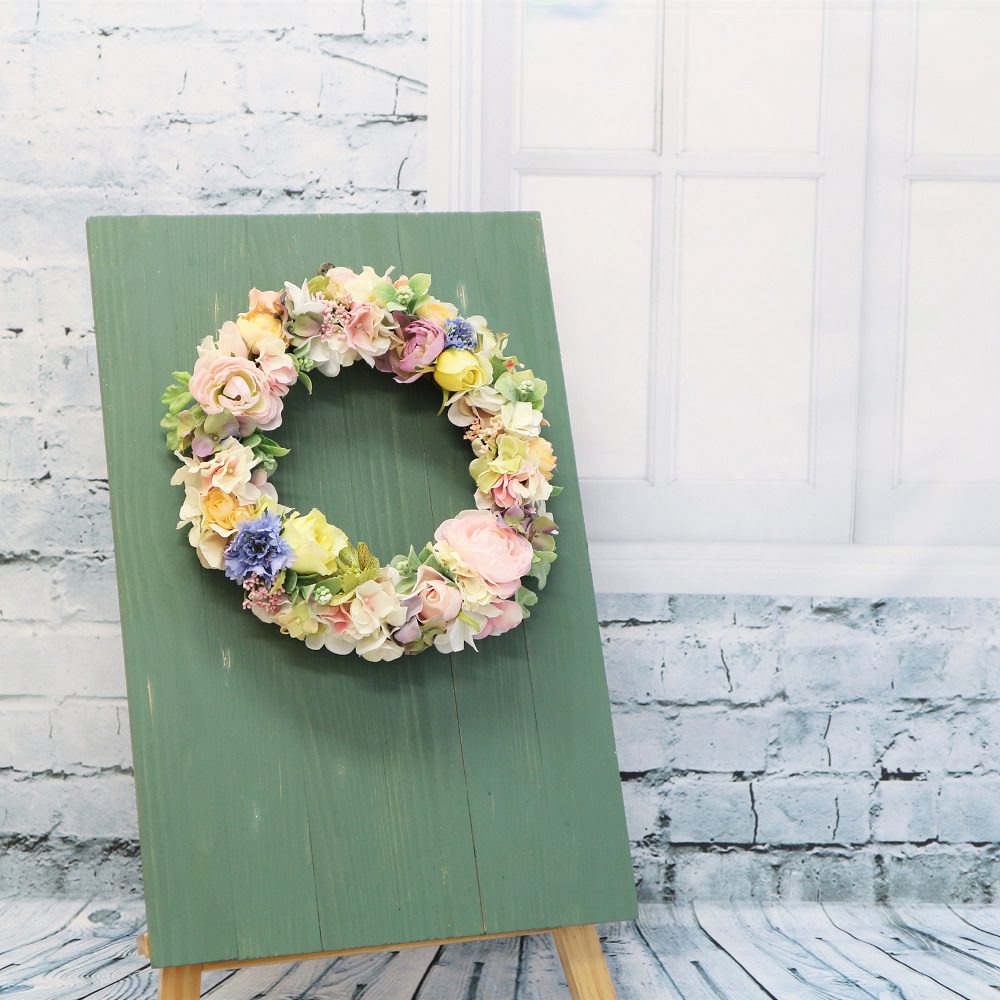 フラワーリースのウェルカムボード 【ラナンキュラス】〜グリーン