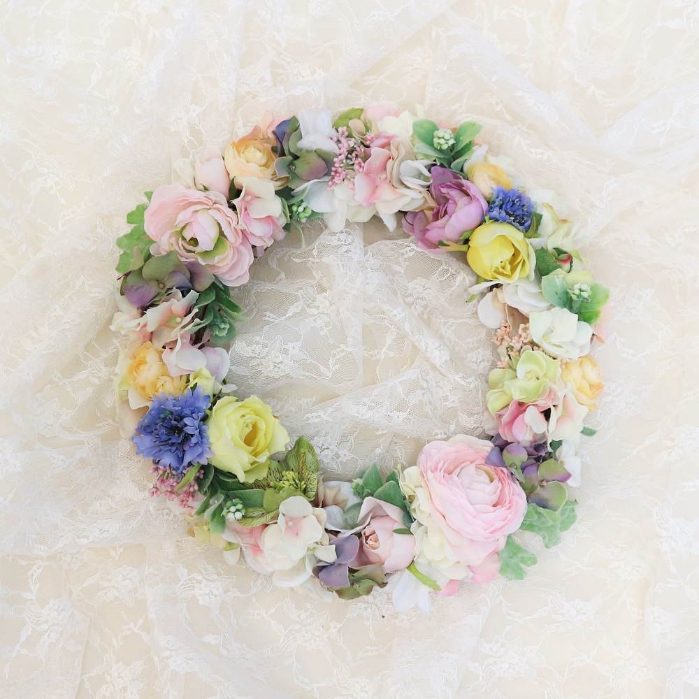 フラワーリースのウェルカムボード 【ラナンキュラス】〜グリーン〜 【結婚式 ウェルカムボード】