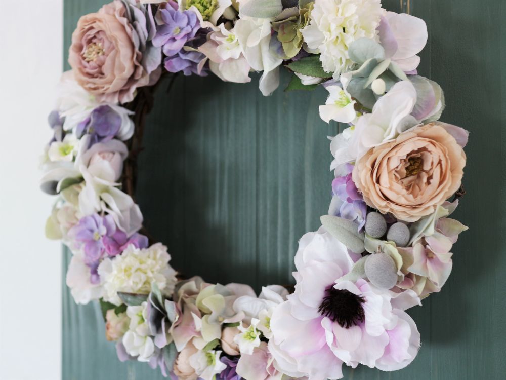 フラワーリースのウェルカムボード 【Anemone】〜パープル〜 【結婚式 ウェルカムボード オーダーメイド】