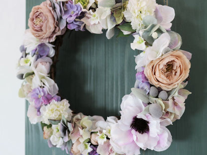 フラワーリースのウェルカムボード 【Anemone】〜パープル〜 【結婚式 ウェルカムボード オーダーメイド】