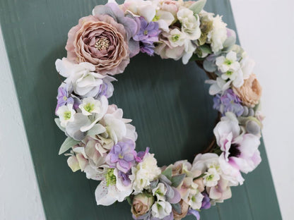 フラワーリースのウェルカムボード 【Anemone】〜パープル〜 【結婚式 ウェルカムボード オーダーメイド】