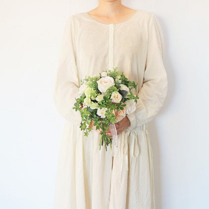 【造花】ローズとシュガーバインのブーケ&ブートニアset 【結婚式 フラワー 造花 ブーケ ブートニア】