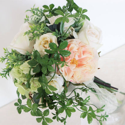 【造花】ローズとシュガーバインのブーケ&ブートニアset 【結婚式 フラワー 造花 ブーケ ブートニア】