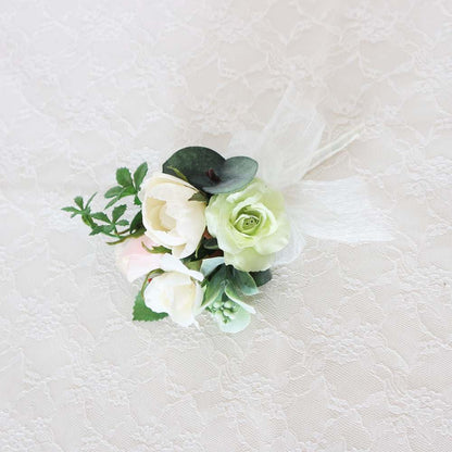 【造花】ローズとシュガーバインのブーケ&ブートニアset 【結婚式 フラワー 造花 ブーケ ブートニア】