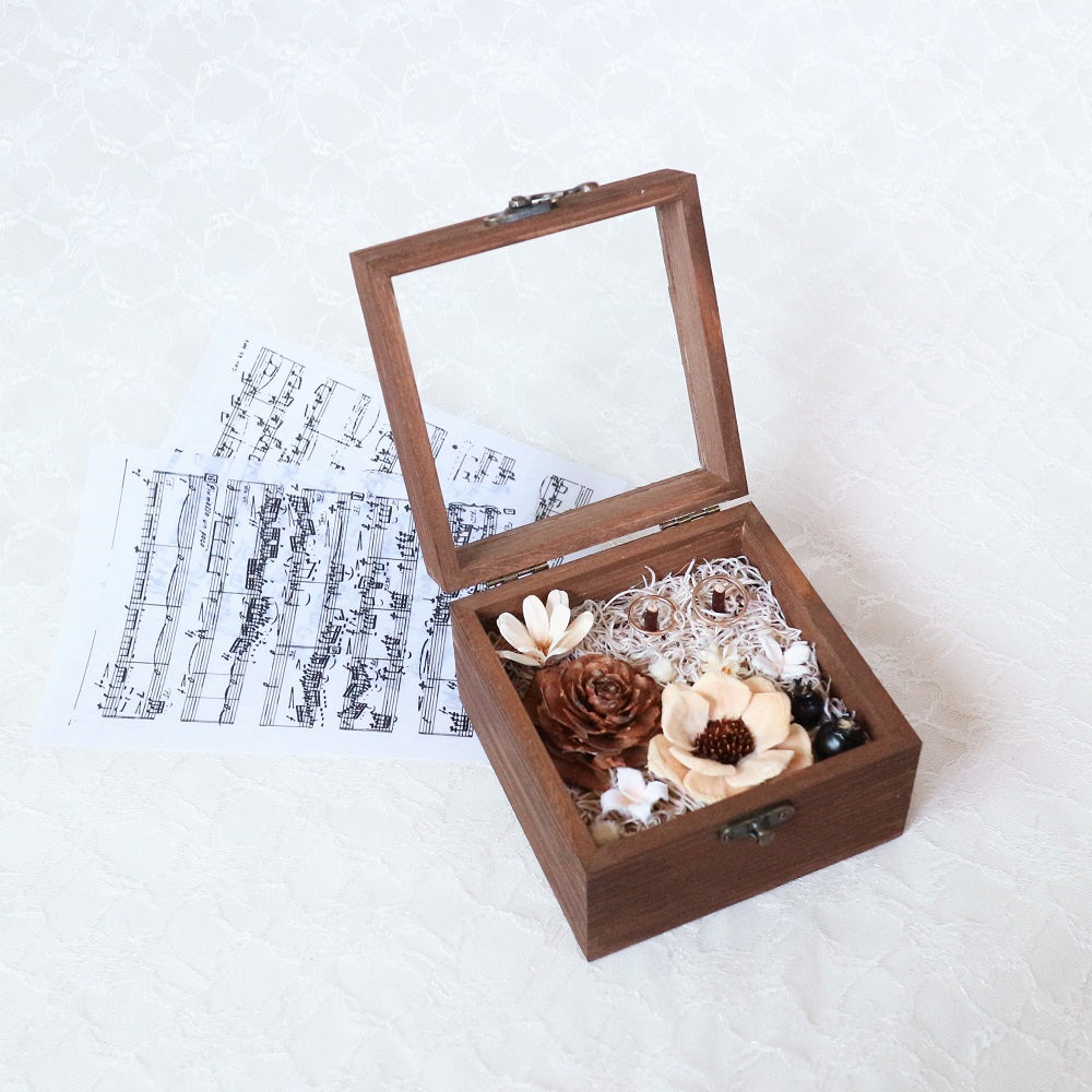 ナチュラルフラワーのボックスリングピロー 【結婚式 リングピロー】