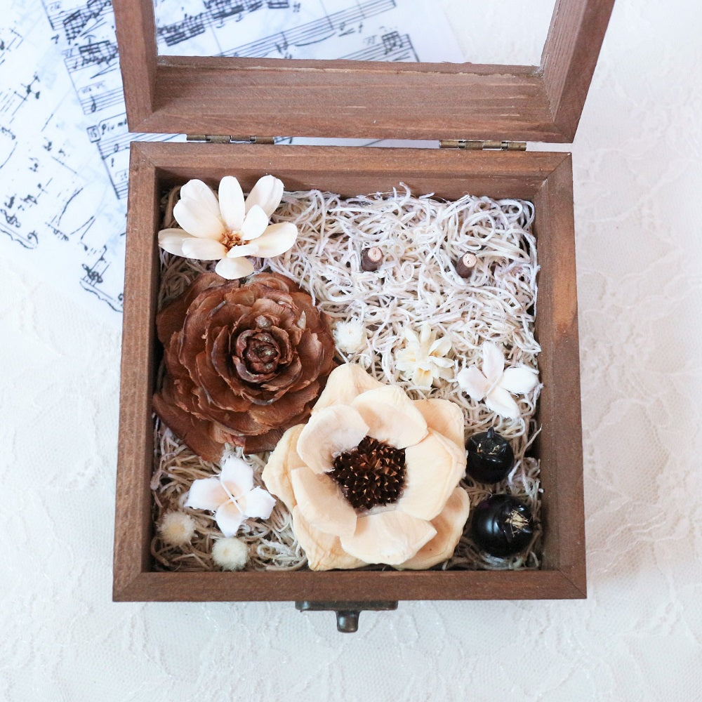 ナチュラルフラワーのボックスリングピロー 【結婚式 リングピロー】