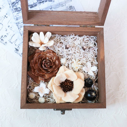 ナチュラルフラワーのボックスリングピロー 【結婚式 リングピロー】