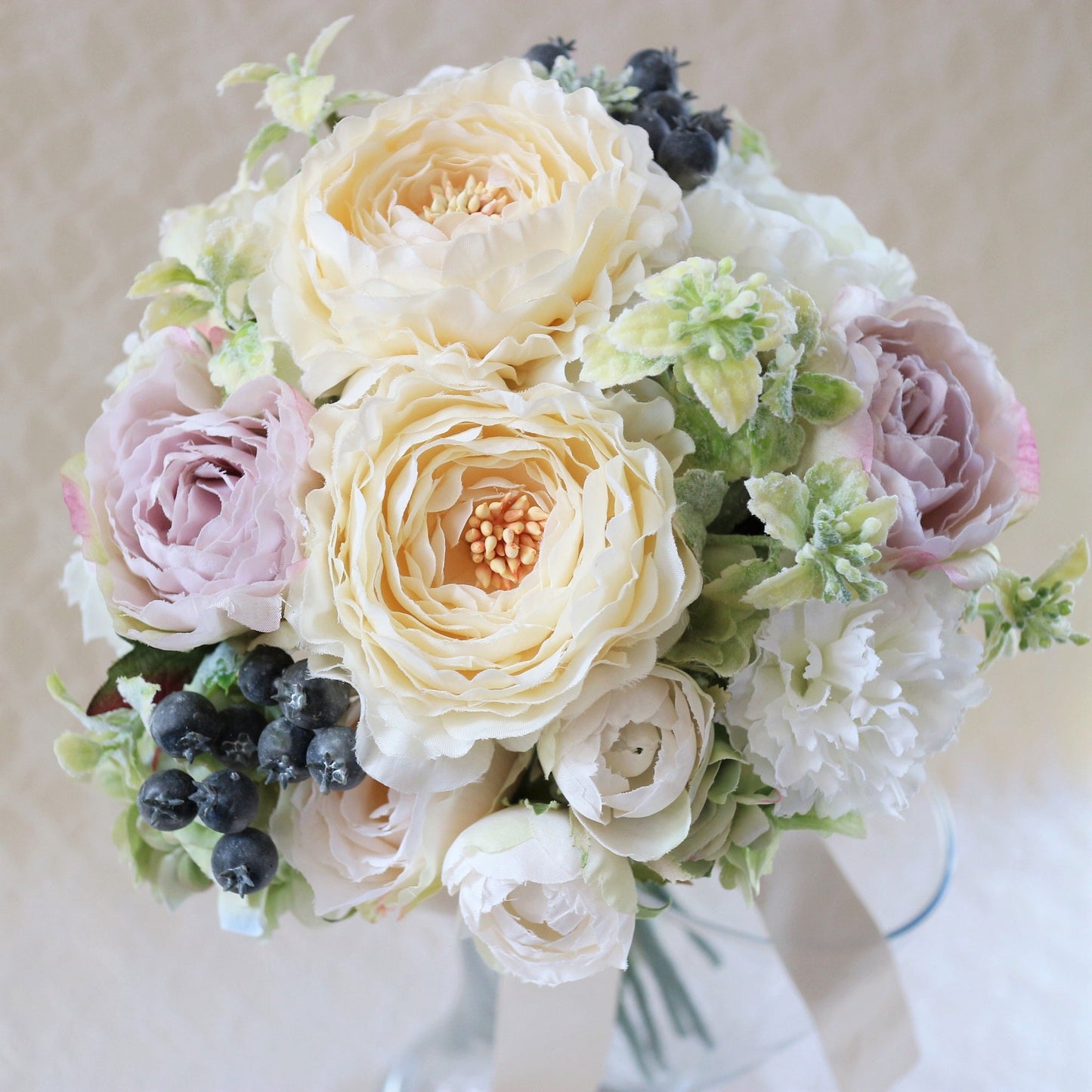 【造花】ラナンキュラスとローズのブーケ&ブートニアset 【結婚式 フラワー 造花 ブーケ ブートニア】