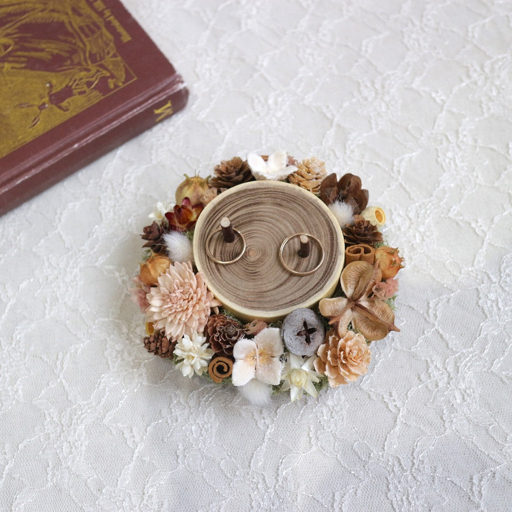 森の木の実の切り株リングピロー【結婚式 リングピロー】