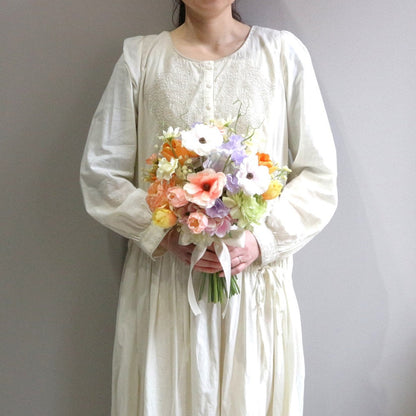 チューリップとラナンキュラスのブーケ&ブートニアset【結婚式 フラワー 造花 ブーケ ブートニア】