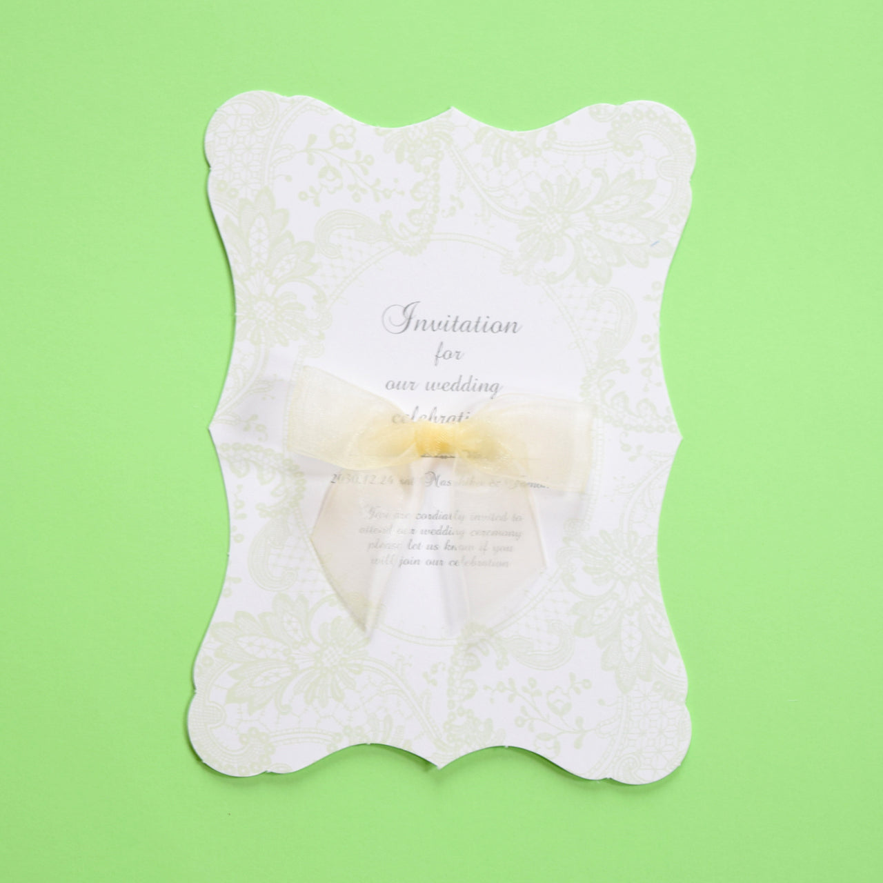 【結婚式 招待状セット】 マシェリ グリーン(印刷込み)【結婚式 ペーパー 招待状】