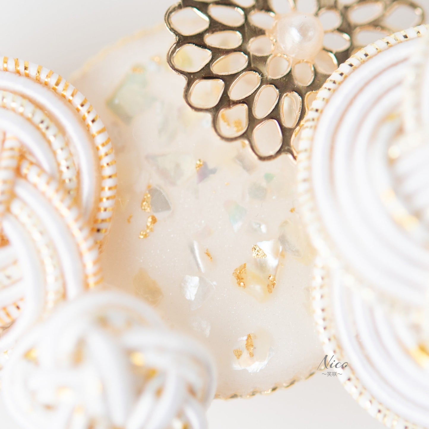 水引バレッタ お花いっぱい 白 【結婚式 和装 アクセサリー】