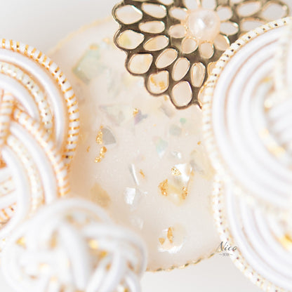 水引バレッタ お花いっぱい 白 【結婚式 和装 アクセサリー】