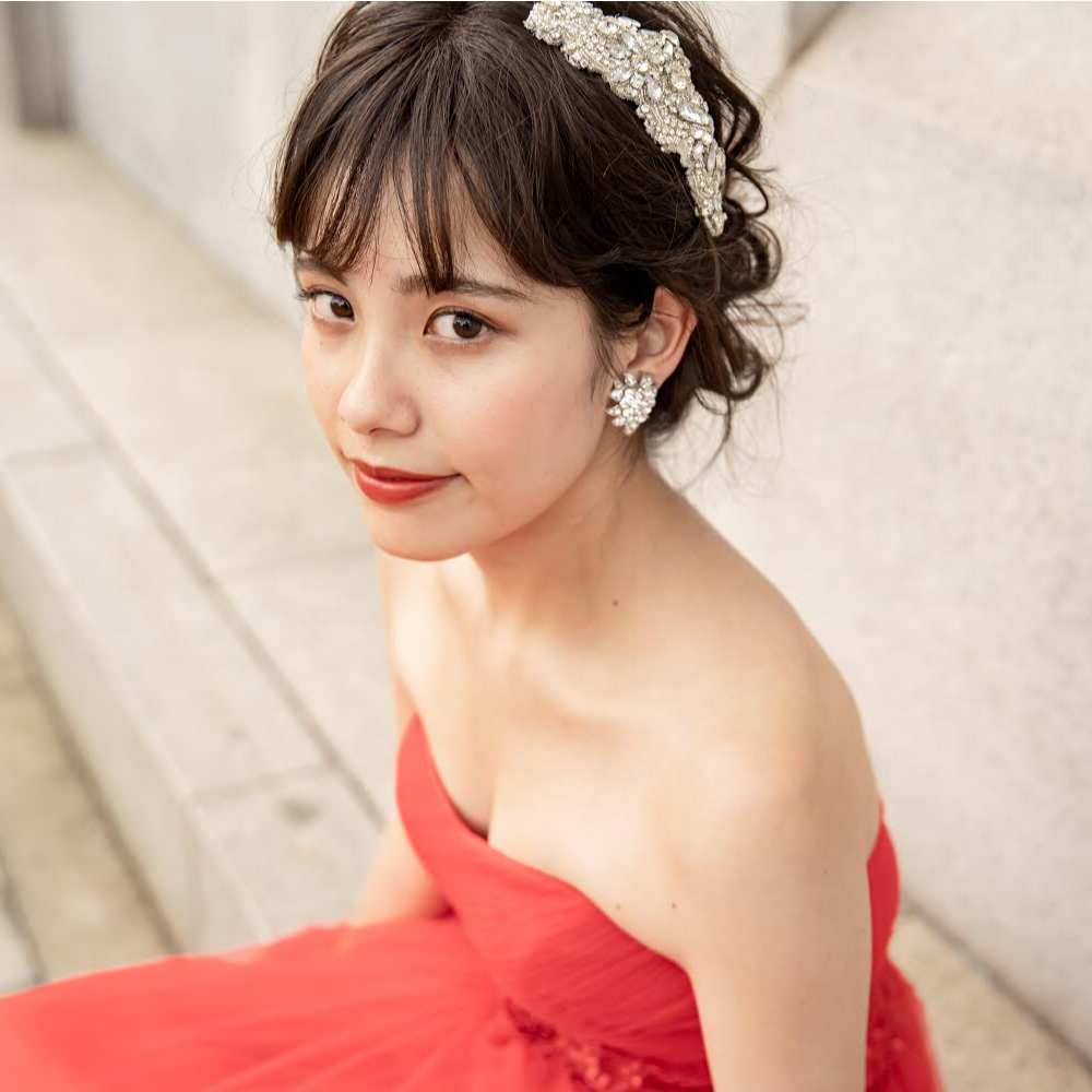 クリアビジューのクリスタルヘッドドレス/ブライダルアクセサリー 【結婚式 ヘアアクセサリー レンタル】