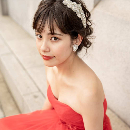 クリアビジューのクリスタルヘッドドレス/ブライダルアクセサリー 【結婚式 ヘアアクセサリー レンタル】
