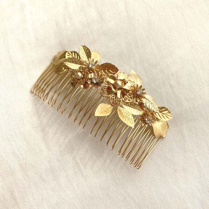 ゴールドフラワーヘッドピース/ブライダルアクセサリー 【結婚式 ヘアアクセサリー レンタル】