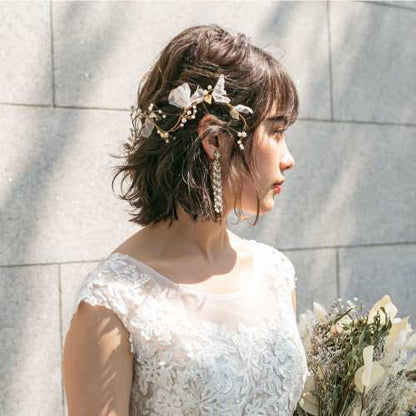 オーガンジーフラワーヘッドドレス/ブライダルアクセサリー 【結婚式　ヘアアクセサリー　レンタル】