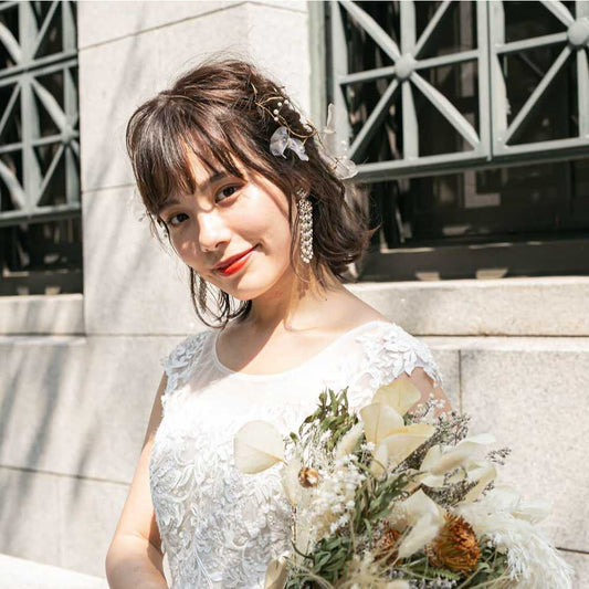 ロングパールチェーンイヤリング/ブライダルアクセサリー 【結婚式 ピアス イヤリング レンタル】