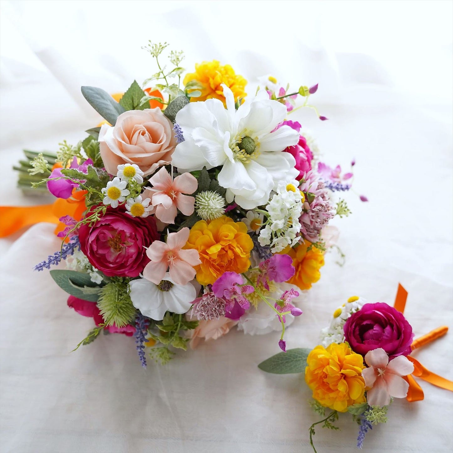 【造花・完成品】ミックスカラーのブーケ【結婚式 フラワー ブーケ ブートニア】