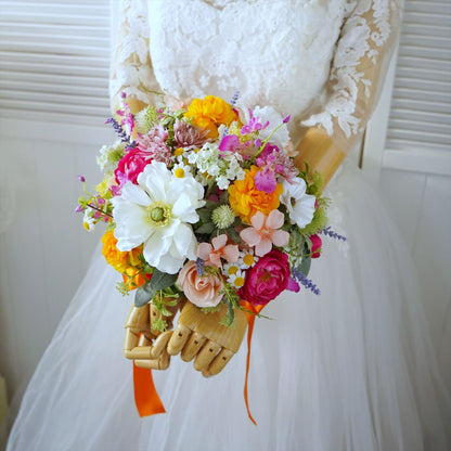 【造花・完成品】ミックスカラーのブーケ【結婚式 フラワー ブーケ ブートニア】