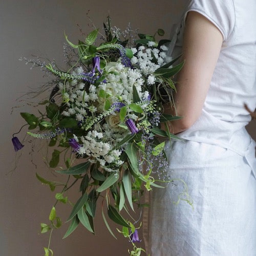 【生花】グリーン&ホワイトのウェディングブーケ 結婚式 【結婚式 フラワー 生花 ブーケ ブートニア オーダーメイド】
