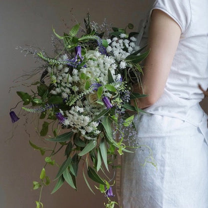 【生花】グリーン&ホワイトのウェディングブーケ 結婚式 【結婚式 フラワー 生花 ブーケ ブートニア オーダーメイド】