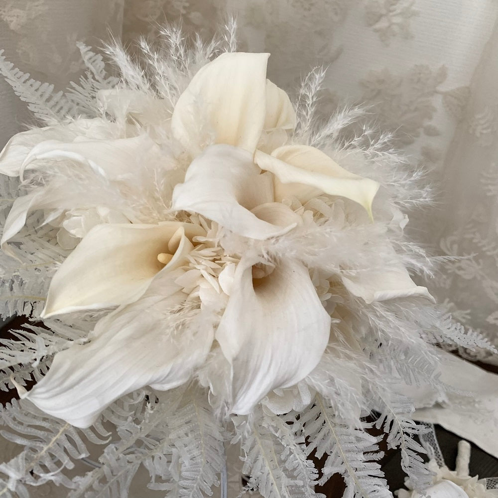 【プリザーブド】ミニカラー ラウンドブーケ・ブートニア 【結婚式 フラワー ドライフラワー ブーケ ブートニア】