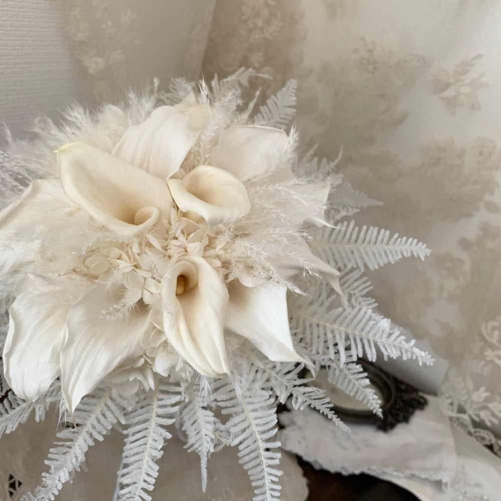 【プリザーブド】ミニカラー ラウンドブーケ・ブートニア 【結婚式 フラワー ドライフラワー ブーケ ブートニア】