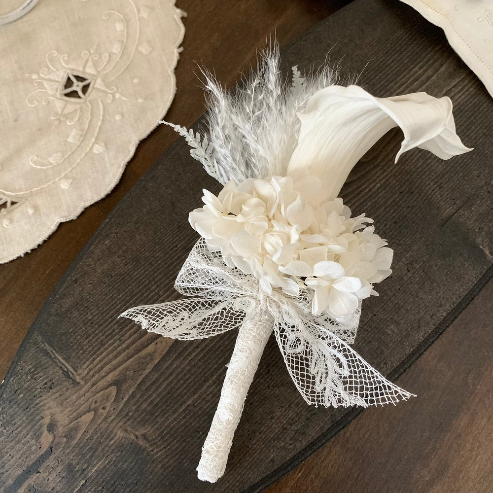 プリザーブド】ミニカラー ラウンドブーケ・ブートニア 【結婚式