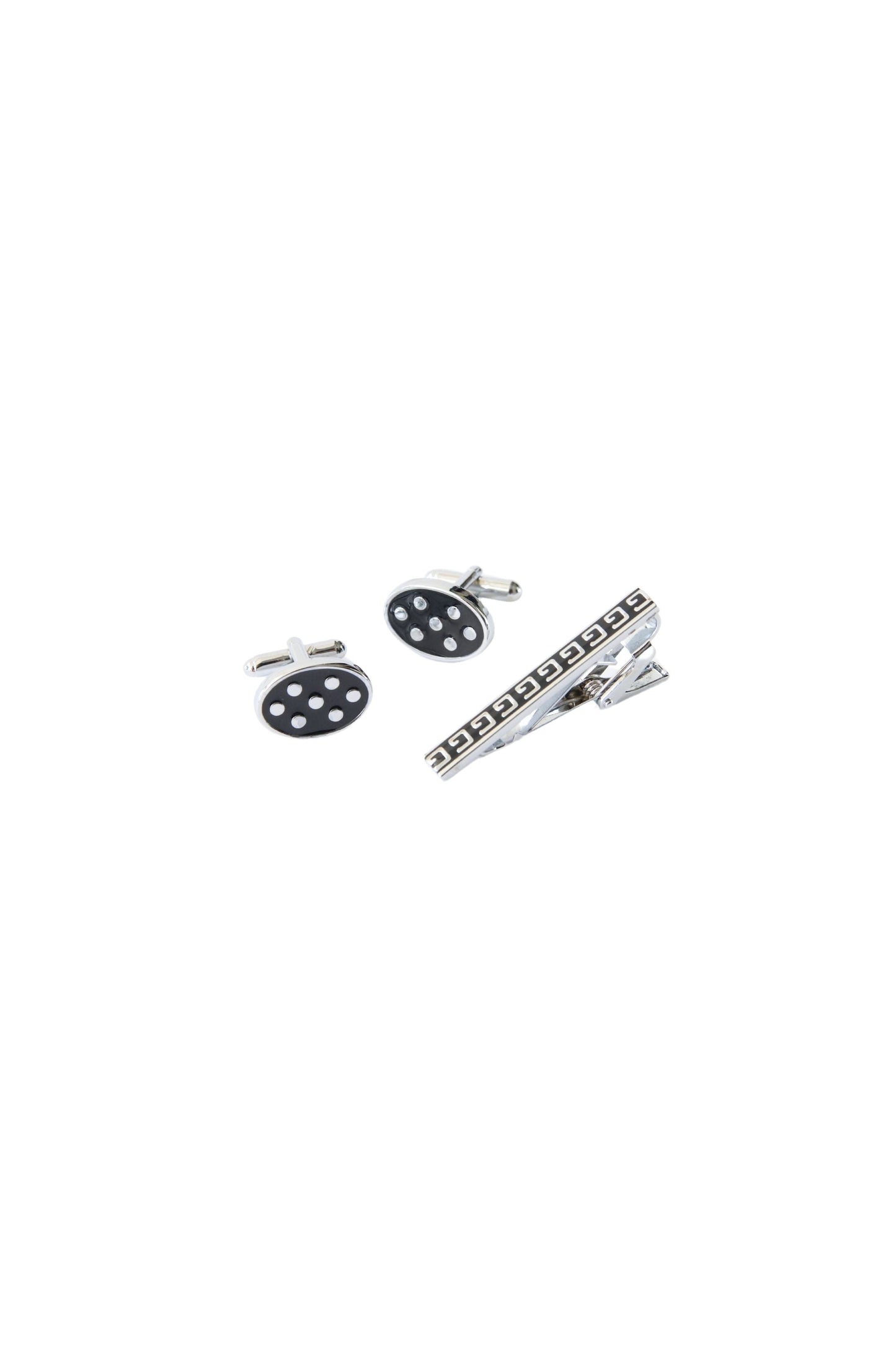 カフリンクス&タイピンセット/ドット柄ブラック【ウェディングスーツ タキシード】
