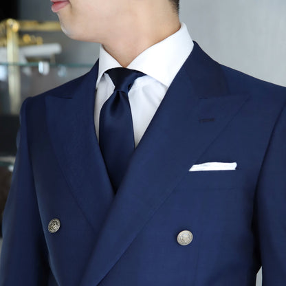 無地光沢ネクタイ/ネイビー PRIVEオリジナルネクタイ 【結婚式 ネクタイ】