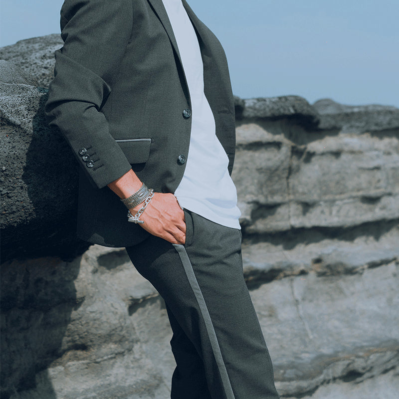 Line Design/グレー 【結婚式 タキシード】